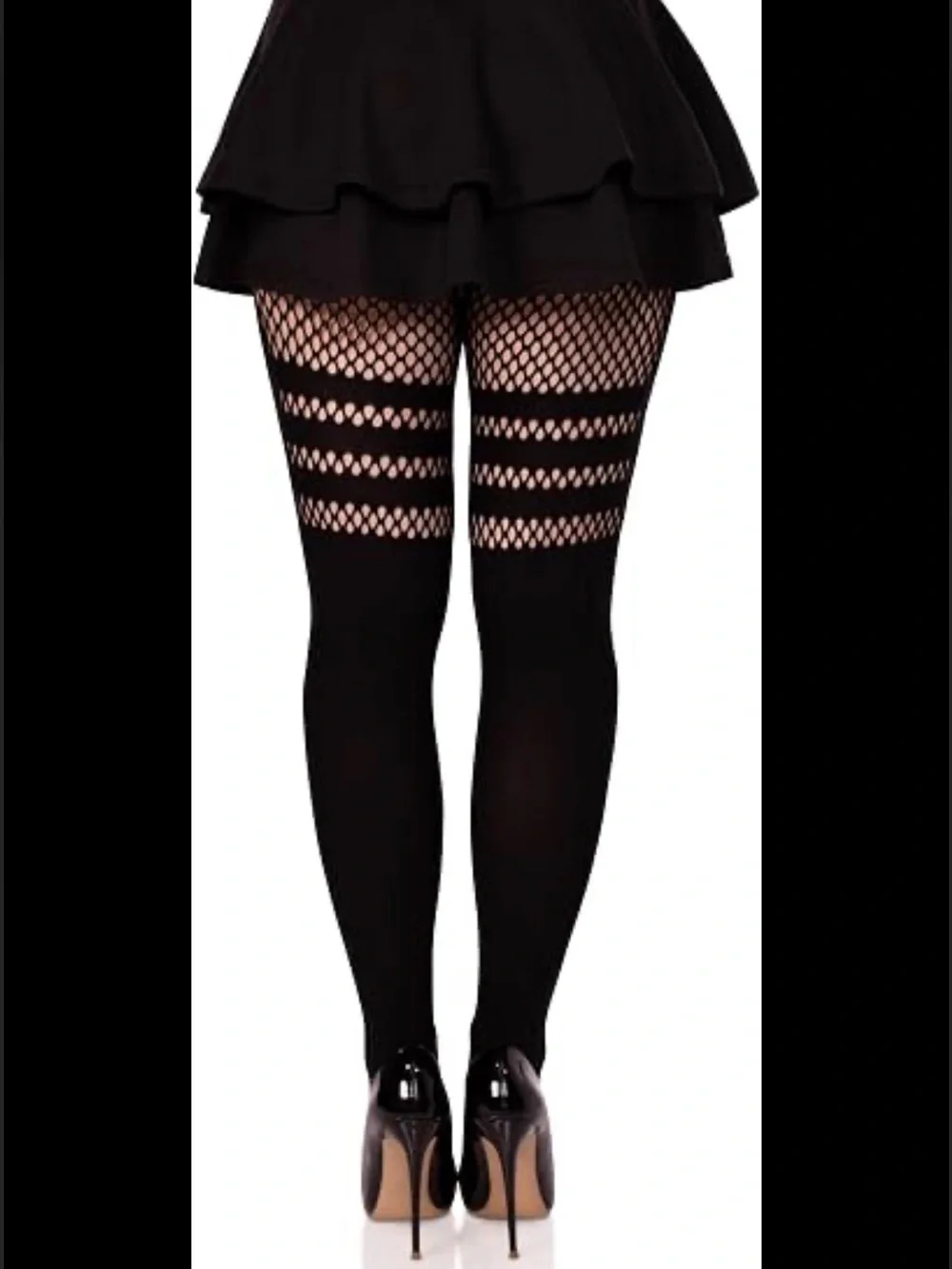 BlackMilk Black Sporty Stripes Fishnet Thigh Highs